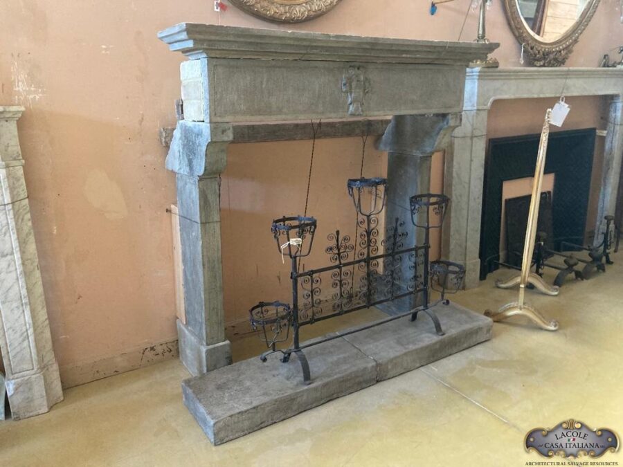 Antique fireplace in stone