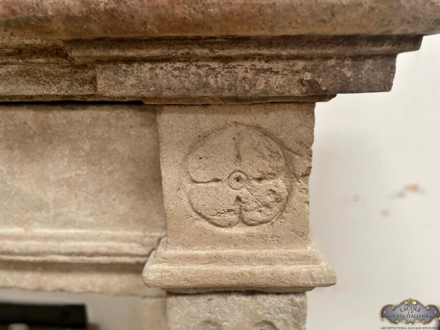<h3>Antique light stone fireplace</h3>